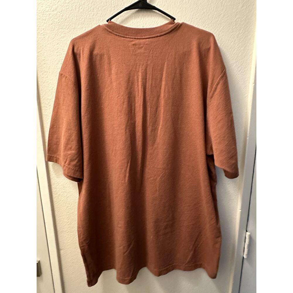 Carhartt Brown Solid Short Sleeve Henley Loose Fit Pocket Button-Up Shirt XL - Picture 2 of 4